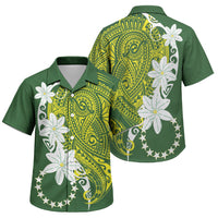 Cook Islands Maori Language Week Family Matching Tank Maxi Dress and Hawaiian Shirt Tiare Maori Kuki Airani Green Pattern LT22 Son's Shirt Green - Polynesian Pride