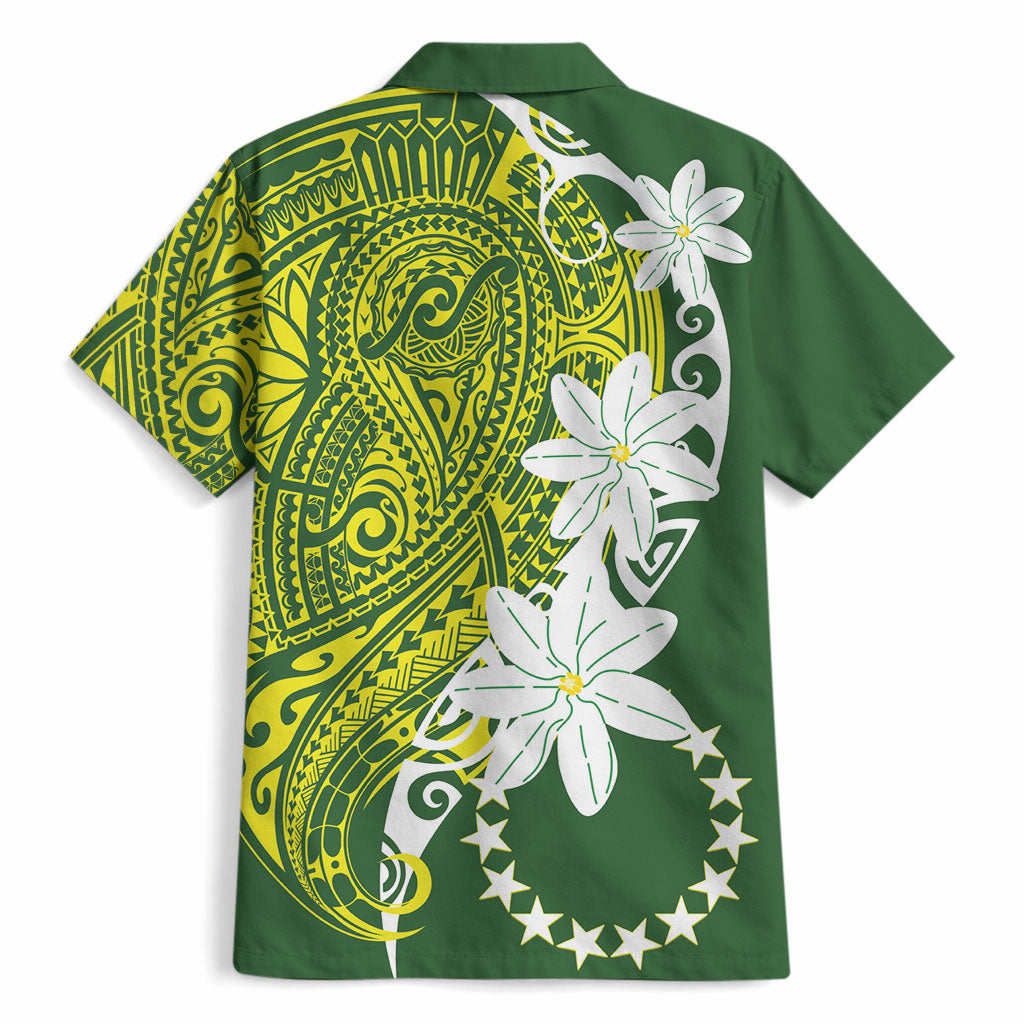Cook Islands Maori Language Week Hawaiian Shirt Tiare Maori Kuki Airani Green Pattern