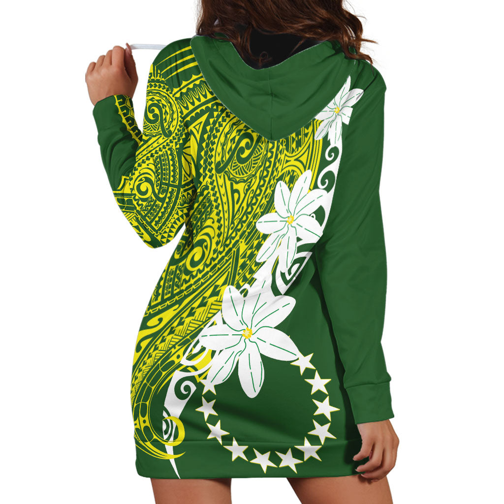 Cook Islands Maori Language Week Hoodie Dress Tiare Maori Kuki Airani Green Pattern