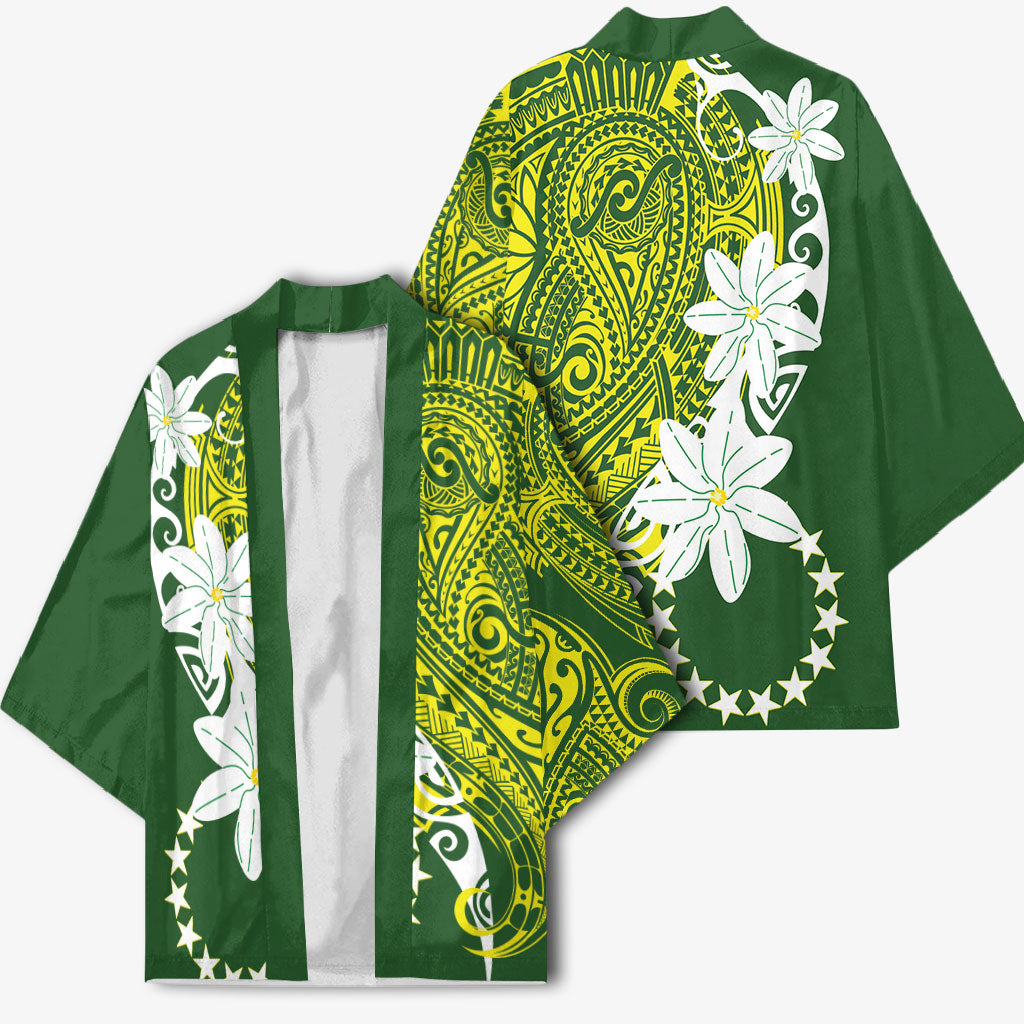 Cook Islands Maori Language Week Kimono Tiare Maori Kuki Airani Green Pattern