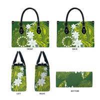 Cook Islands Maori Language Week Leather Bag Tiare Maori Kuki Airani Green Pattern