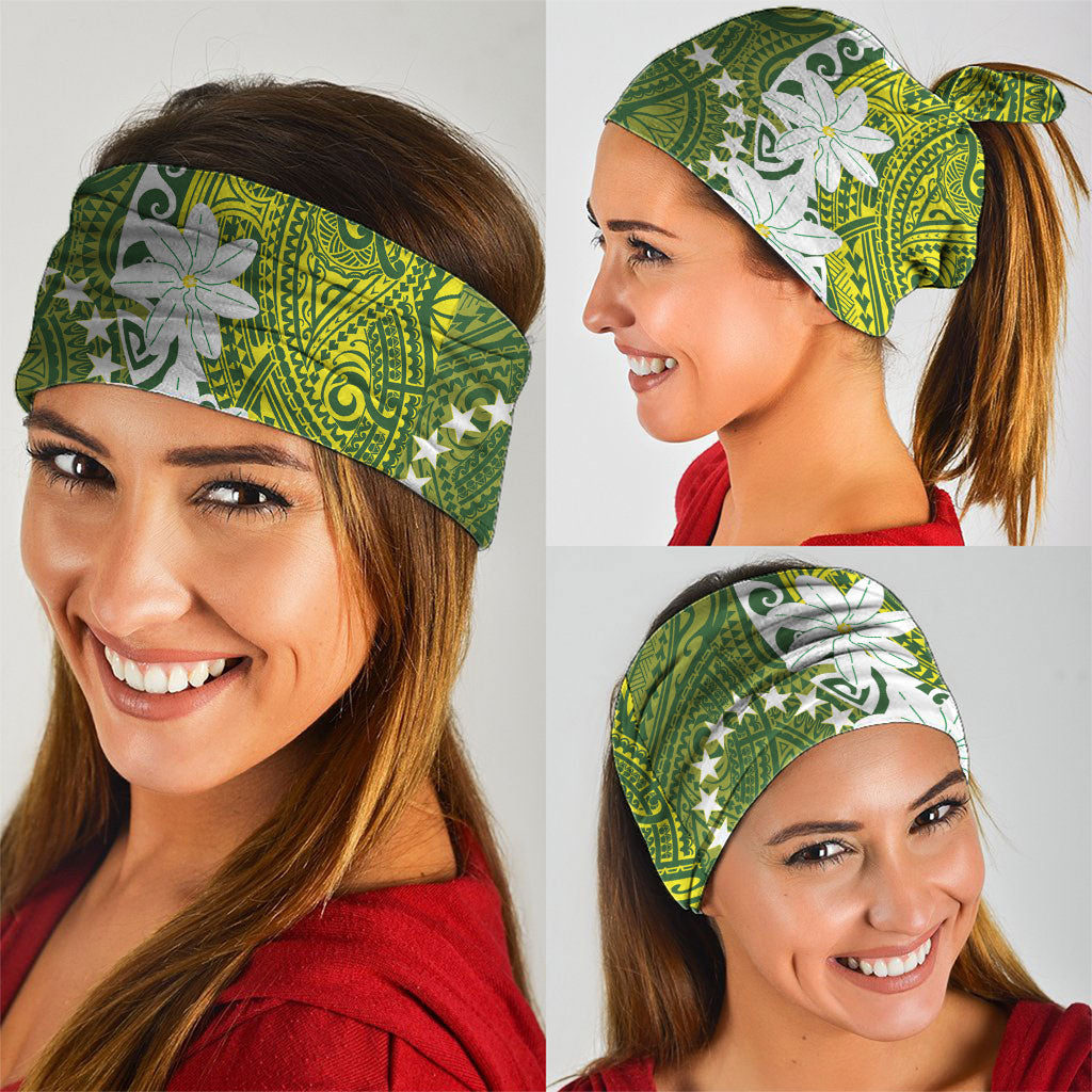 Cook Islands Maori Language Week Neck Gaiter Tiare Maori Kuki Airani Green Pattern