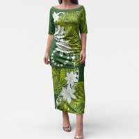 Cook Islands Maori Language Week Puletasi Tiare Maori Kuki Airani Green Pattern