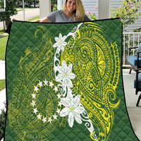 Cook Islands Maori Language Week Quilt Tiare Maori Kuki Airani Green Pattern