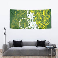 Cook Islands Maori Language Week Tapestry Tiare Maori Kuki Airani Green Pattern
