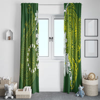 Cook Islands Maori Language Week Window Curtain Tiare Maori Kuki Airani Green Pattern