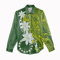 Cook Islands Maori Language Week Women Casual Shirt Tiare Maori Kuki Airani Green Pattern LT22 - Polynesian Pride