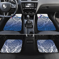 Personalised Cycling New Zealand Car Mats Aotearoa Map Fern Maori Pattern LT22 Set 4pcs Blue - Polynesian Pride
