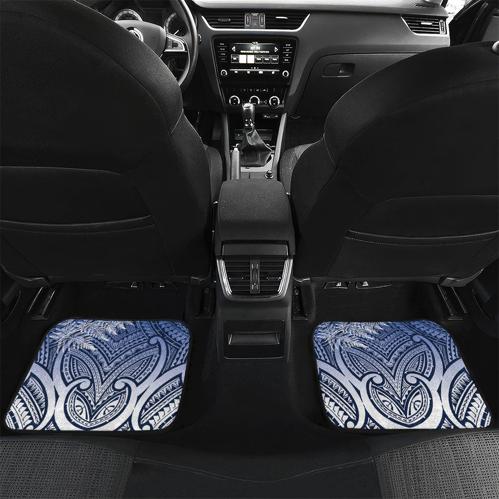 Personalised Cycling New Zealand Car Mats Aotearoa Map Fern Maori Pattern LT22 Set 2pcs - Back Blue - Polynesian Pride