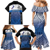 Personalised Cycling New Zealand Family Matching Mermaid Dress and Hawaiian Shirt Aotearoa Map Fern Maori Pattern LT22 - Polynesian Pride