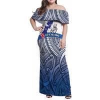 Personalised Cycling New Zealand Family Matching Off Shoulder Maxi Dress and Hawaiian Shirt Aotearoa Map Fern Maori Pattern