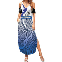 Personalised Cycling New Zealand Family Matching Summer Maxi Dress and Hawaiian Shirt Aotearoa Map Fern Maori Pattern