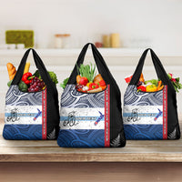 Personalised Cycling New Zealand Grocery Bag Aotearoa Map Fern Maori Pattern