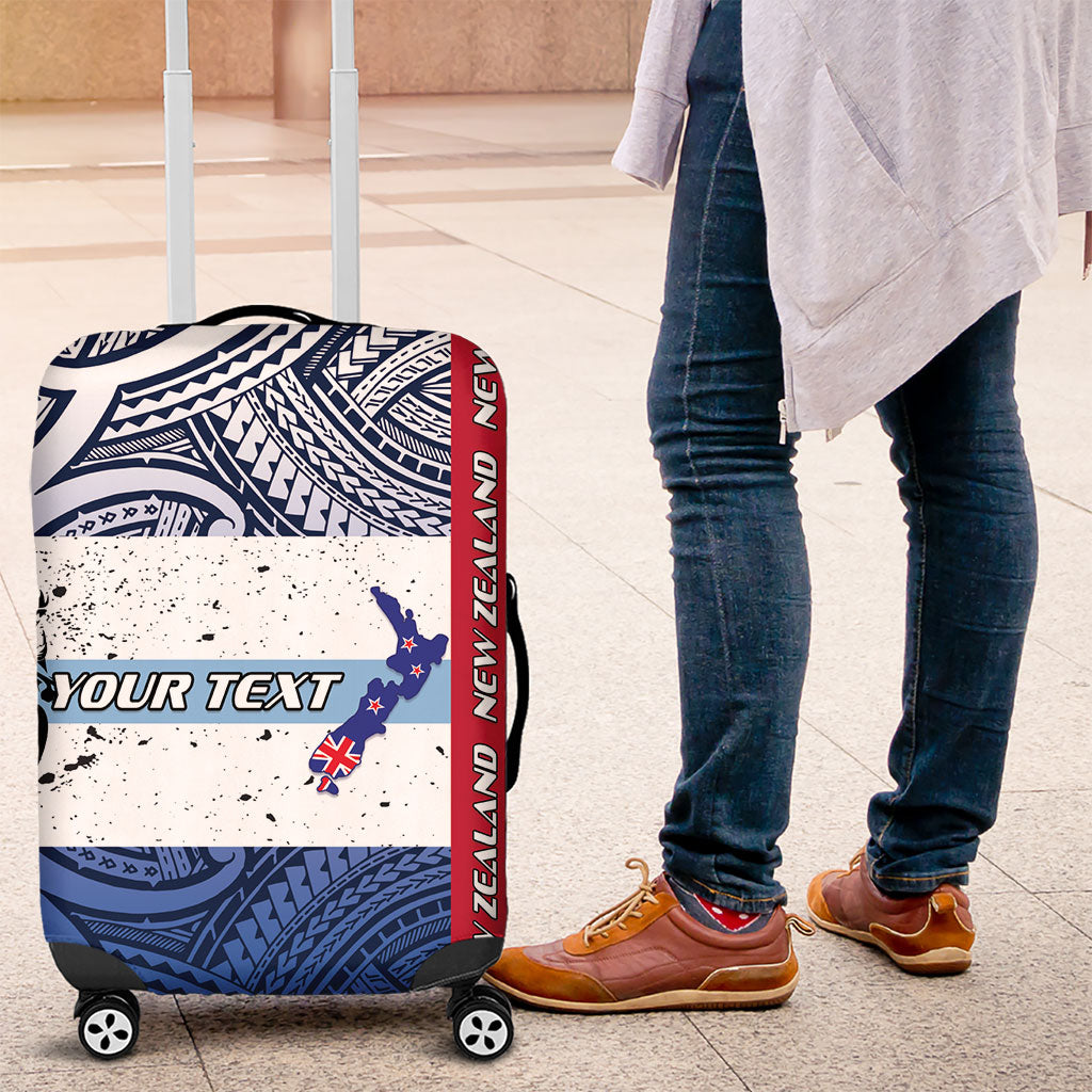 Personalised Cycling New Zealand Luggage Cover Aotearoa Map Fern Maori Pattern