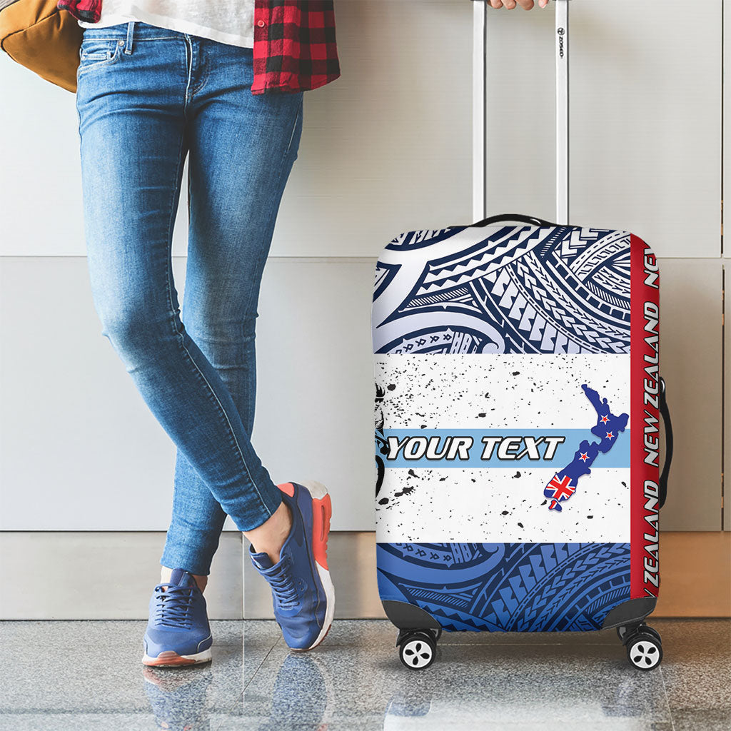 Personalised Cycling New Zealand Luggage Cover Aotearoa Map Fern Maori Pattern