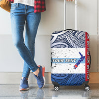 Personalised Cycling New Zealand Luggage Cover Aotearoa Map Fern Maori Pattern