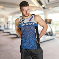 Personalised Cycling New Zealand Men Tank Top Aotearoa Map Fern Maori Pattern