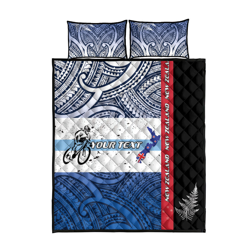 Personalised Cycling New Zealand Quilt Bed Set Aotearoa Map Fern Maori Pattern LT22 - Polynesian Pride