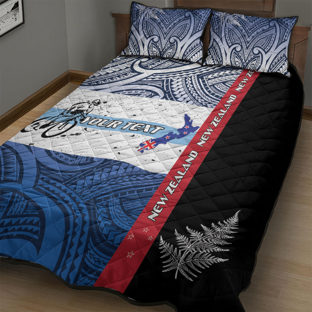 Personalised Cycling New Zealand Quilt Bed Set Aotearoa Map Fern Maori Pattern LT22 - Polynesian Pride