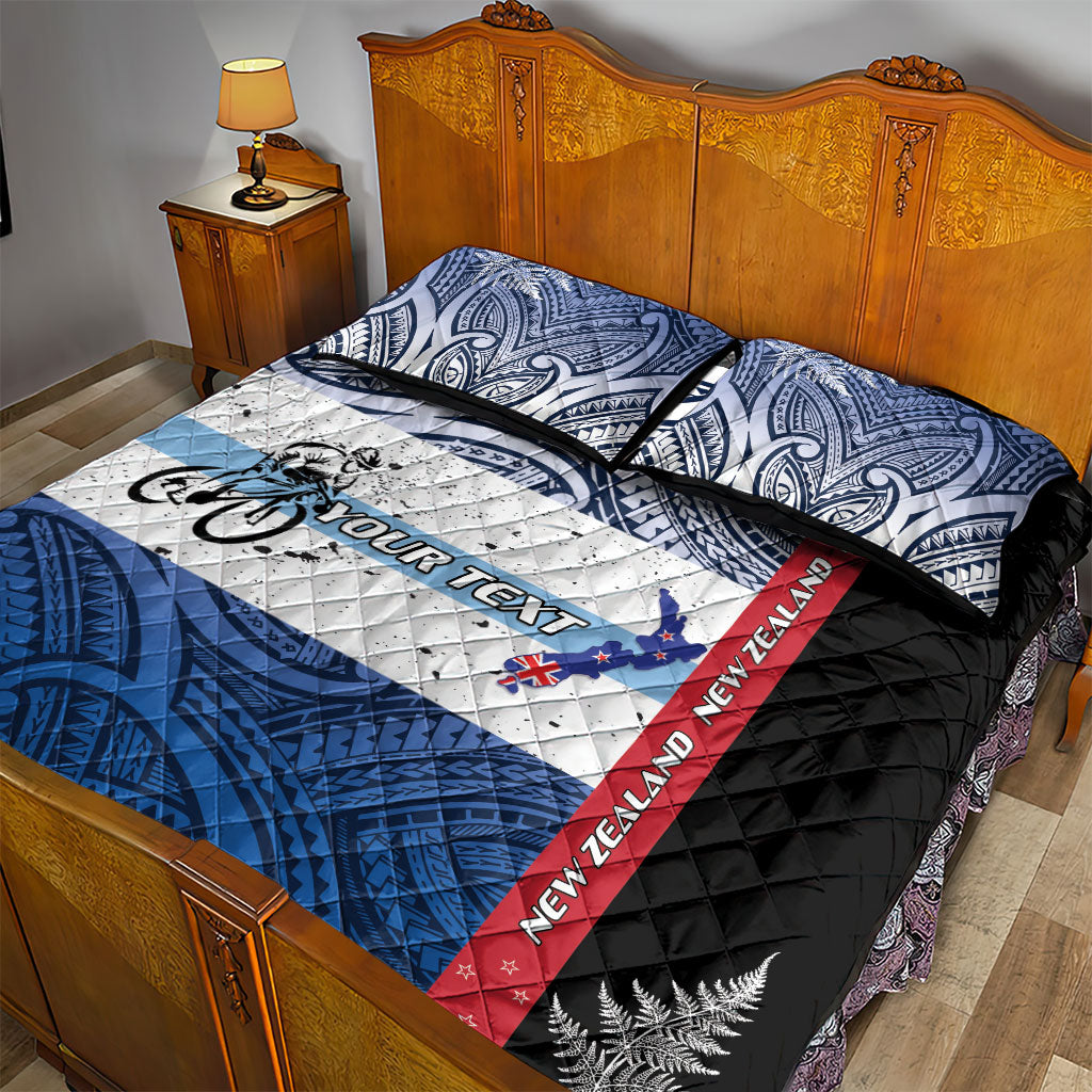 Personalised Cycling New Zealand Quilt Bed Set Aotearoa Map Fern Maori Pattern LT22 - Polynesian Pride