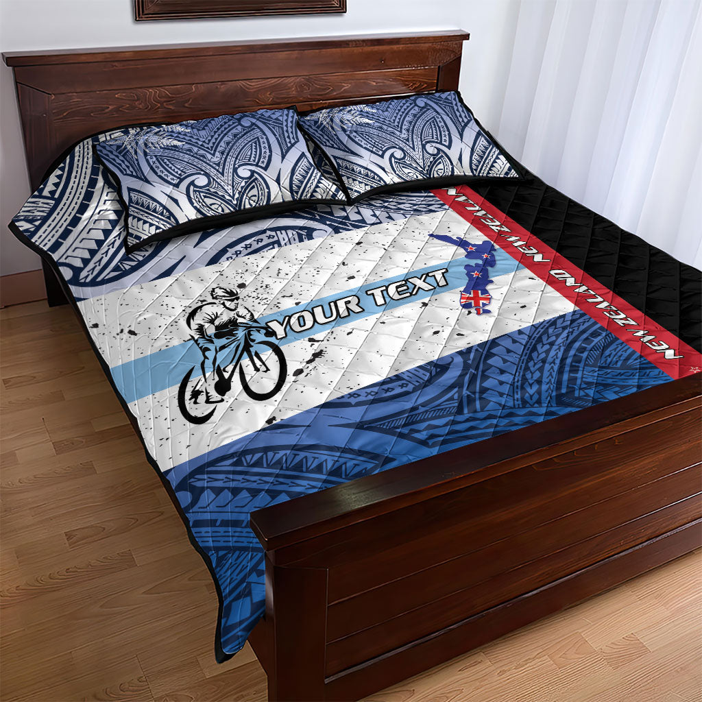 Personalised Cycling New Zealand Quilt Bed Set Aotearoa Map Fern Maori Pattern LT22 - Polynesian Pride