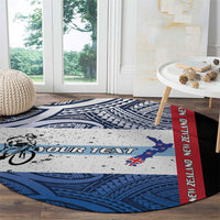 Personalised Cycling New Zealand Round Carpet Aotearoa Map Fern Maori Pattern LT22 - Polynesian Pride