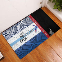 Personalised Cycling New Zealand Rubber Doormat Aotearoa Map Fern Maori Pattern LT22 - Polynesian Pride