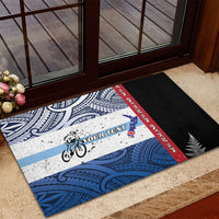 Personalised Cycling New Zealand Rubber Doormat Aotearoa Map Fern Maori Pattern LT22 - Polynesian Pride