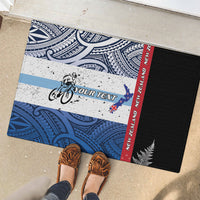 Personalised Cycling New Zealand Rubber Doormat Aotearoa Map Fern Maori Pattern LT22 - Polynesian Pride