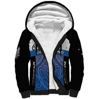 Personalised Cycling New Zealand Sherpa Hoodie Aotearoa Map Fern Maori Pattern LT22 Unisex Blue - Polynesian Pride