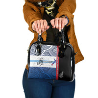 Personalised Cycling New Zealand Shoulder Handbag Aotearoa Map Fern Maori Pattern LT22 One Size Blue - Polynesian Pride