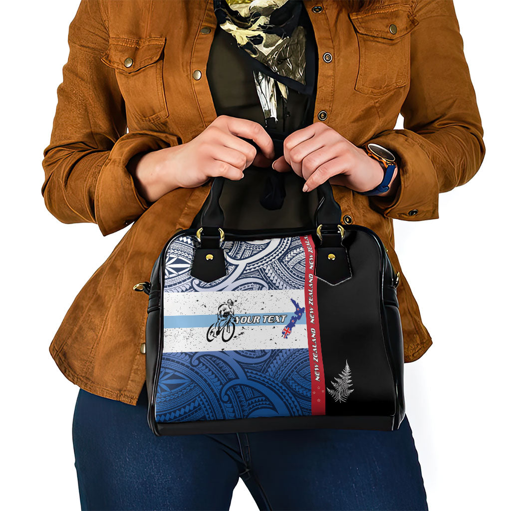 Personalised Cycling New Zealand Shoulder Handbag Aotearoa Map Fern Maori Pattern LT22 - Polynesian Pride