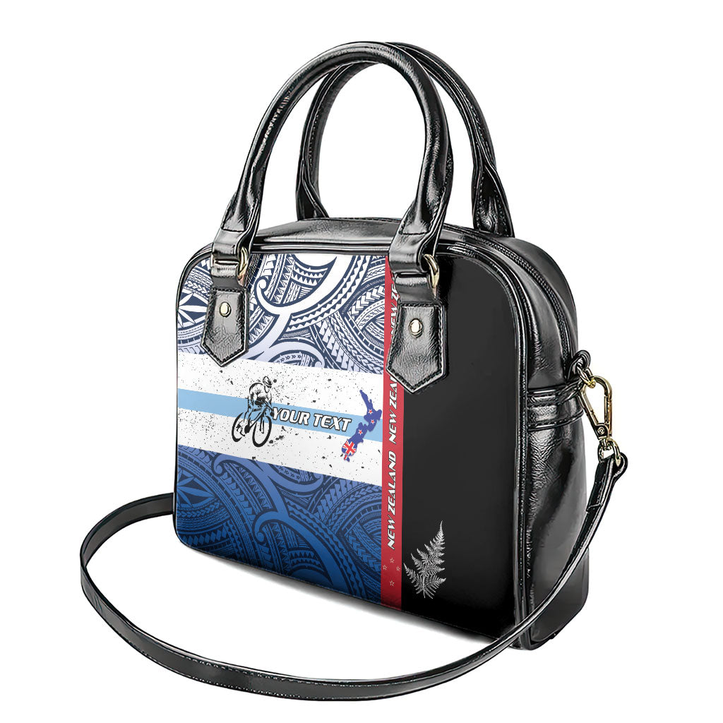Personalised Cycling New Zealand Shoulder Handbag Aotearoa Map Fern Maori Pattern LT22 - Polynesian Pride