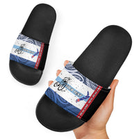 Personalised Cycling New Zealand Slide Sandals Aotearoa Map Fern Maori Pattern LT22 - Polynesian Pride