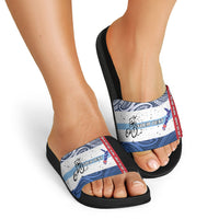 Personalised Cycling New Zealand Slide Sandals Aotearoa Map Fern Maori Pattern LT22 - Polynesian Pride
