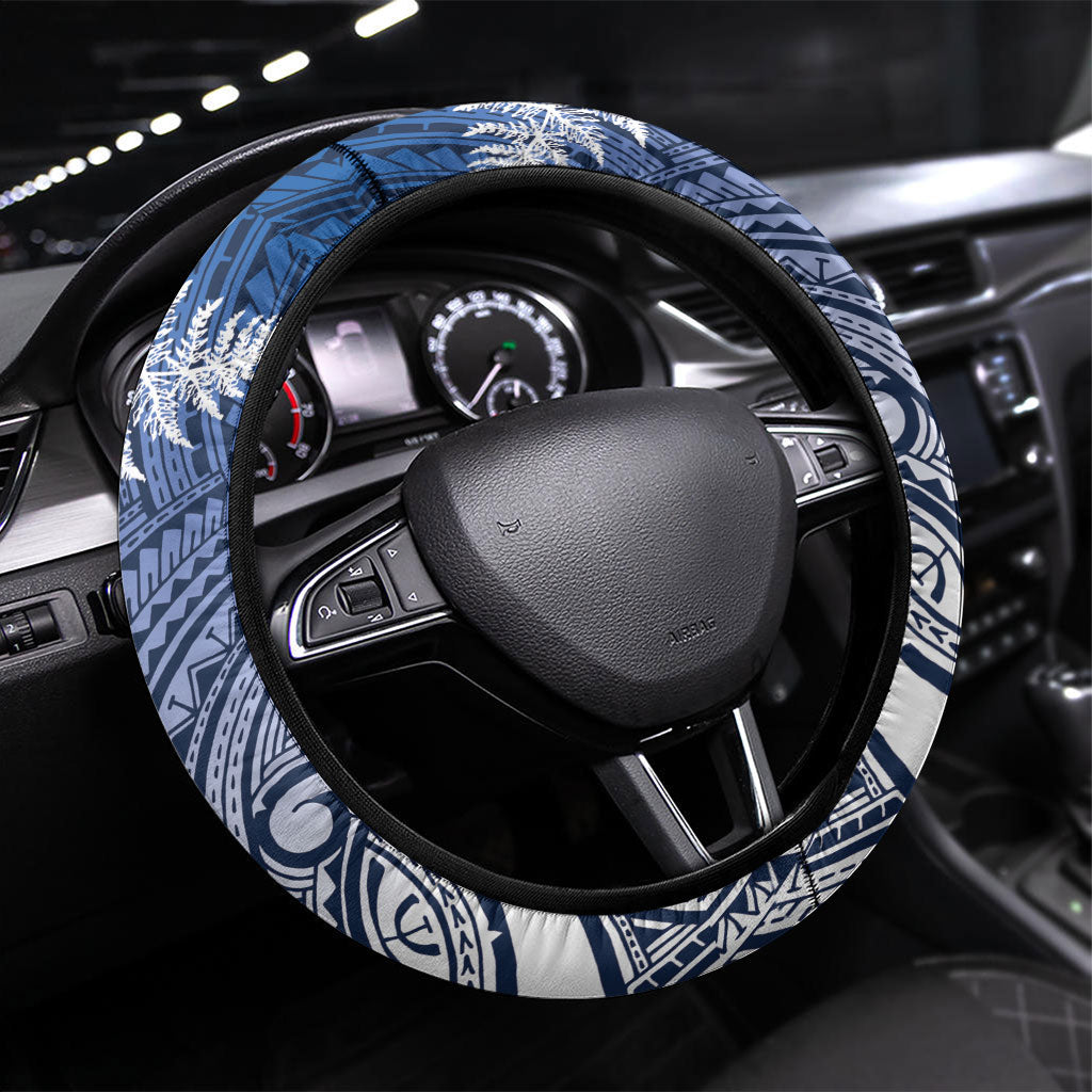 Cycling New Zealand Steering Wheel Cover Aotearoa Map Fern Maori Pattern