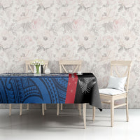 Personalised Cycling New Zealand Tablecloth Aotearoa Map Fern Maori Pattern