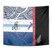 Personalised Cycling New Zealand Tapestry Aotearoa Map Fern Maori Pattern