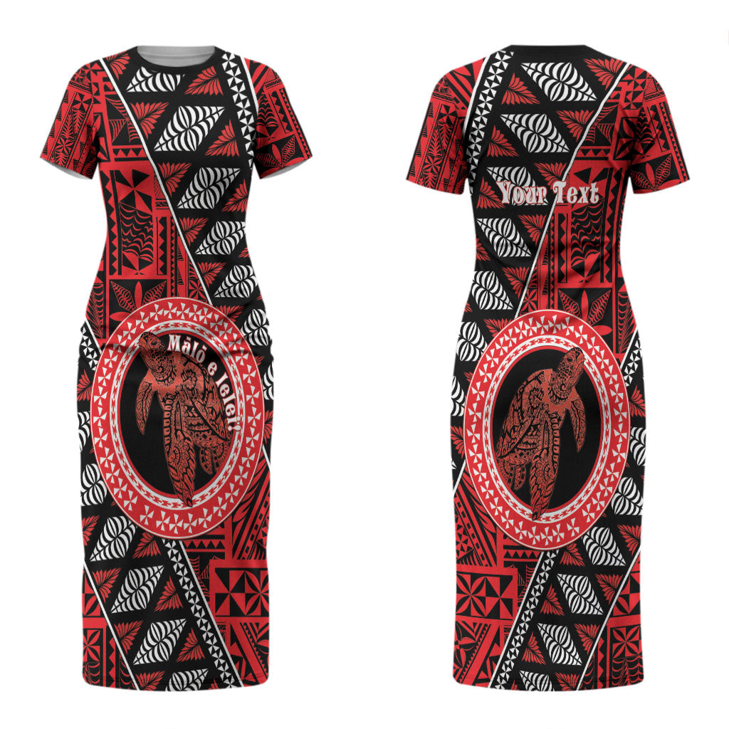 Personalised Tonga Language Week Couples Matching Short Sleeve Bodycon Dress and Hawaiian Shirt Heilala Turtle Malo E Lelei