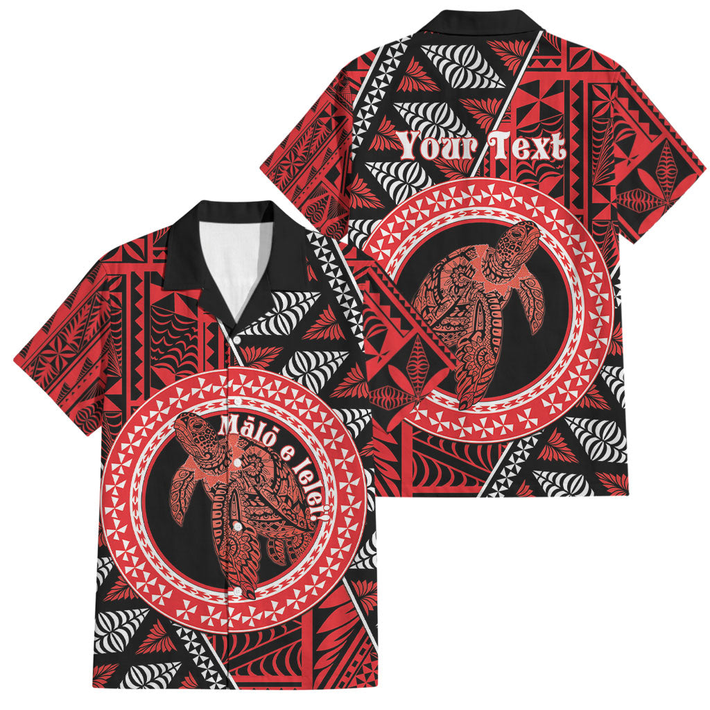 Personalised Tonga Language Week Family Matching Off Shoulder Maxi Dress and Hawaiian Shirt Heilala Turtle Malo E Lelei LT22 Dad's Shirt - Short Sleeve Red - Polynesian Pride