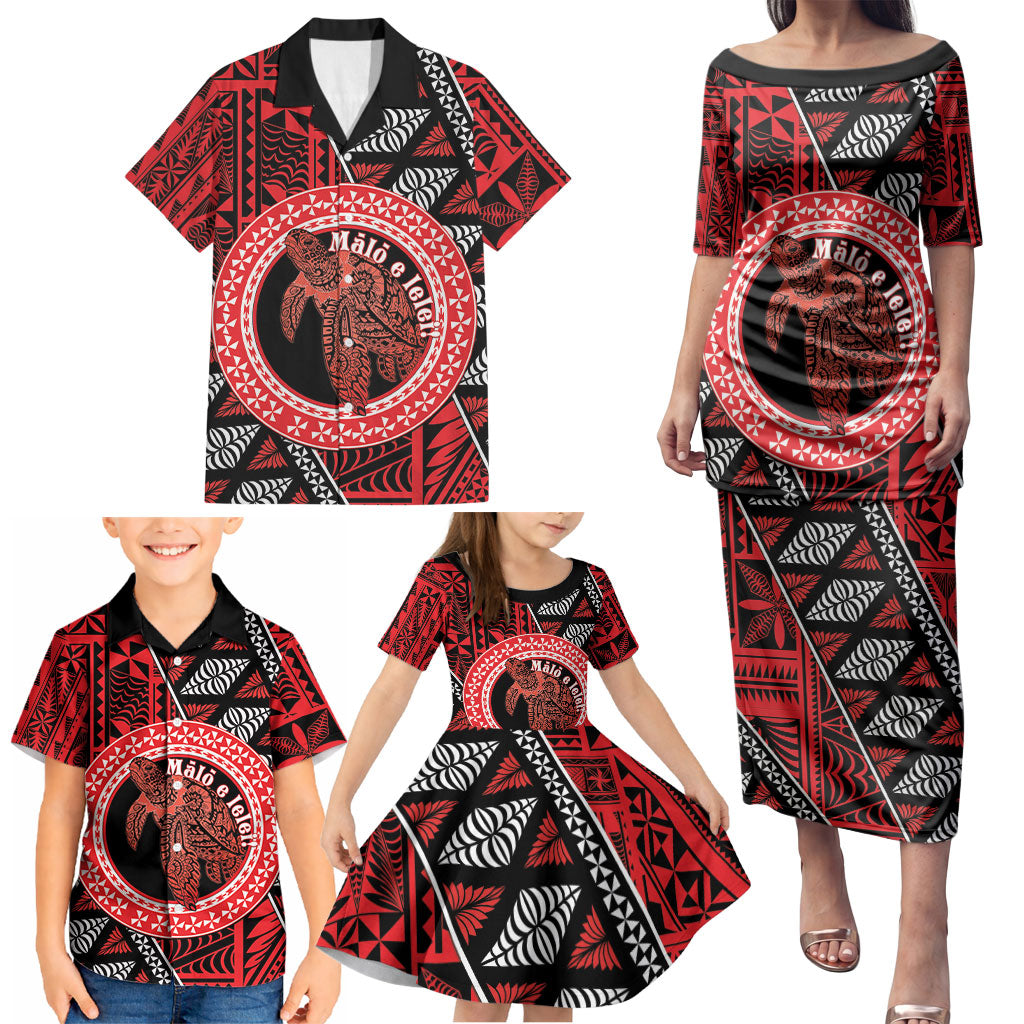 Personalised Tonga Language Week Family Matching Puletasi and Hawaiian Shirt Heilala Turtle Malo E Lelei LT22 - Polynesian Pride