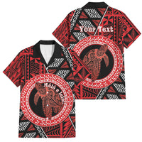 Personalised Tonga Language Week Family Matching Puletasi and Hawaiian Shirt Heilala Turtle Malo E Lelei LT22 Dad's Shirt - Short Sleeve Red - Polynesian Pride
