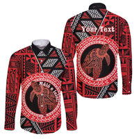 Personalised Tonga Language Week Family Matching Puletasi and Hawaiian Shirt Heilala Turtle Malo E Lelei LT22 Dad's Shirt - Long Sleeve Red - Polynesian Pride
