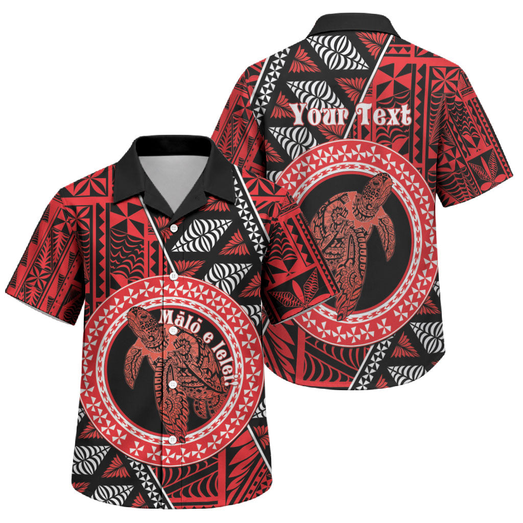 Personalised Tonga Language Week Family Matching Puletasi and Hawaiian Shirt Heilala Turtle Malo E Lelei LT22 Son's Shirt Red - Polynesian Pride