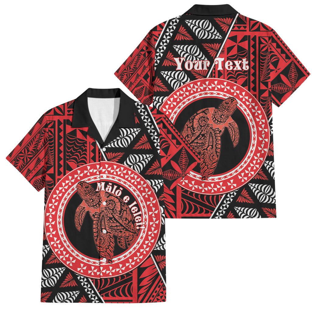 Personalised Tonga Language Week Family Matching Summer Maxi Dress and Hawaiian Shirt Heilala Turtle Malo E Lelei LT22 Dad's Shirt - Short Sleeve Red - Polynesian Pride