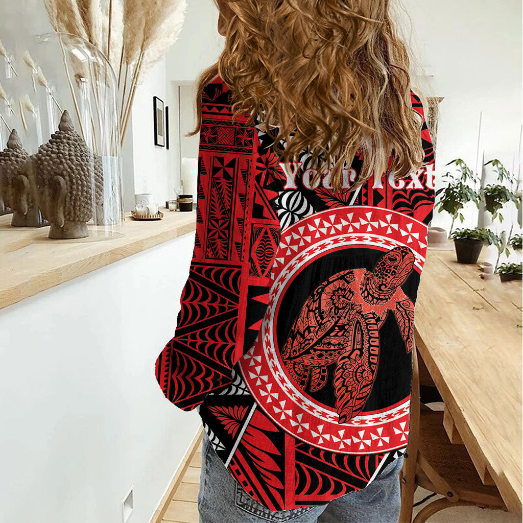 Personalised Tonga Language Week Women Casual Shirt Heilala Turtle Malo E Lelei