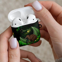 Kiwi New Zealand Personalised AirPods Case Aotearoa Map Silver Fern Koru Pattern