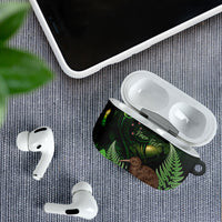 Kiwi New Zealand Personalised AirPods Case Aotearoa Map Silver Fern Koru Pattern