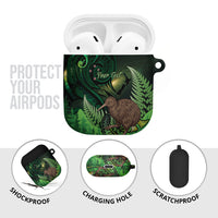 Kiwi New Zealand Personalised AirPods Case Aotearoa Map Silver Fern Koru Pattern