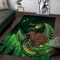 Kiwi New Zealand Personalised Area Rug Aotearoa Map Silver Fern Koru Pattern